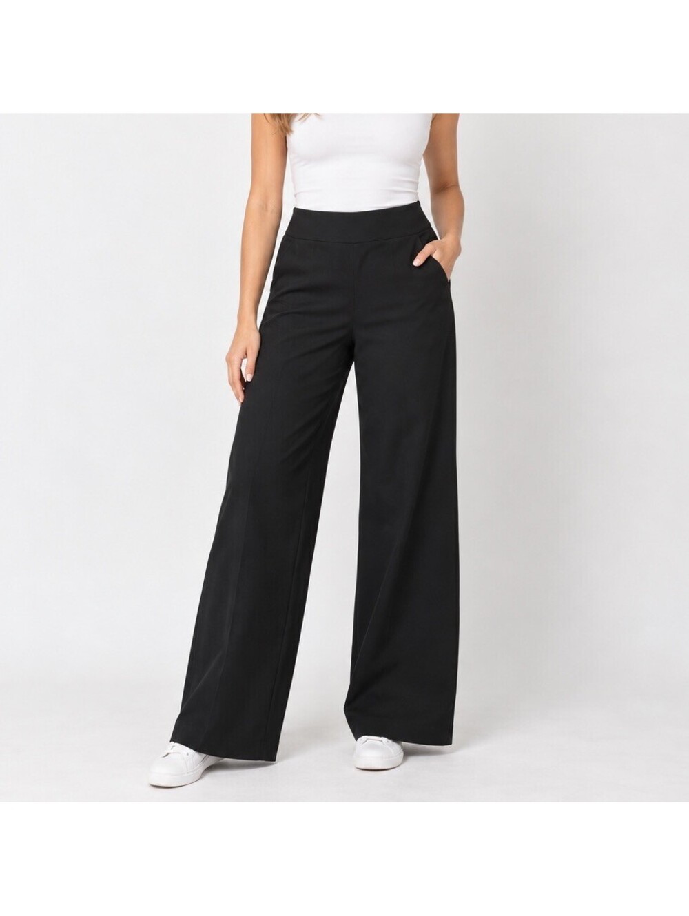 Old Navy Pixie Wide Leg Pants M Black High Rise Pull On Stretch Workwear Goth